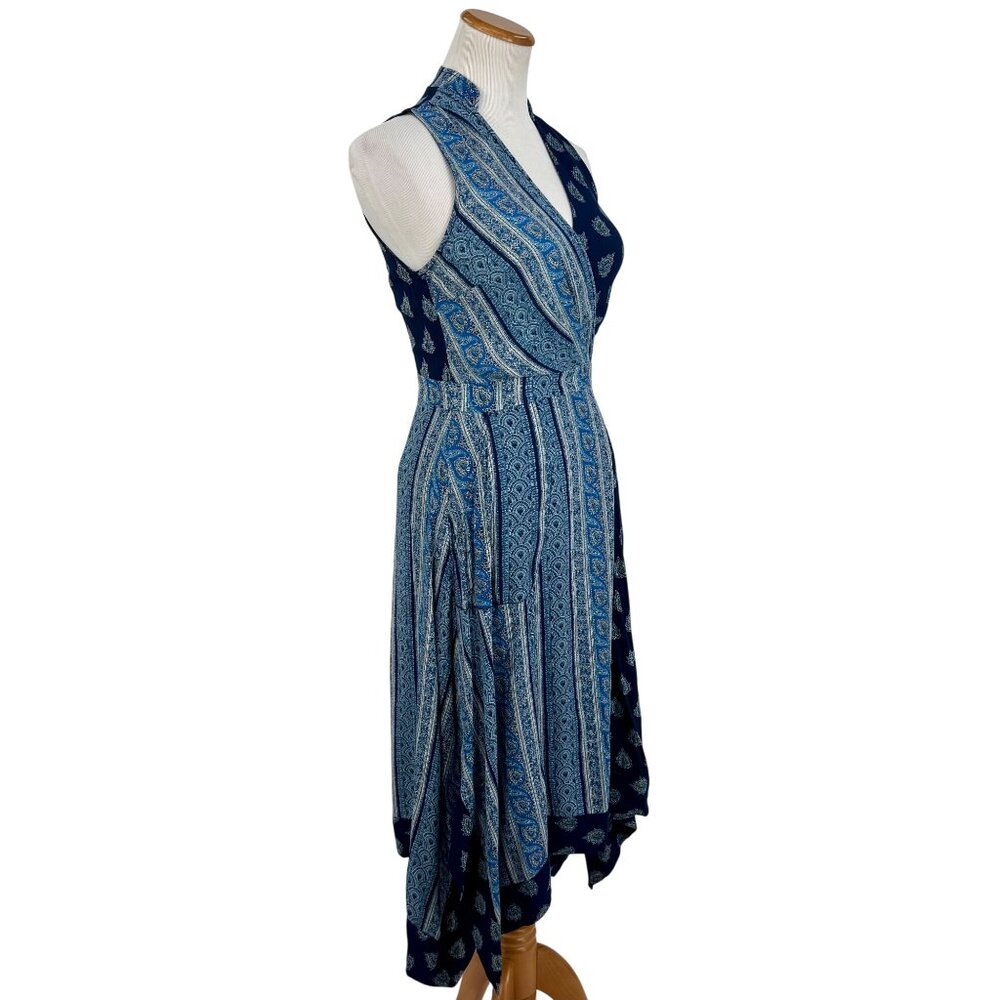 Anthropologie Maeve Paisley Asymmetrical Midi Dress 0 | Boho Eclectic Maximalist - Picture 12 of 16